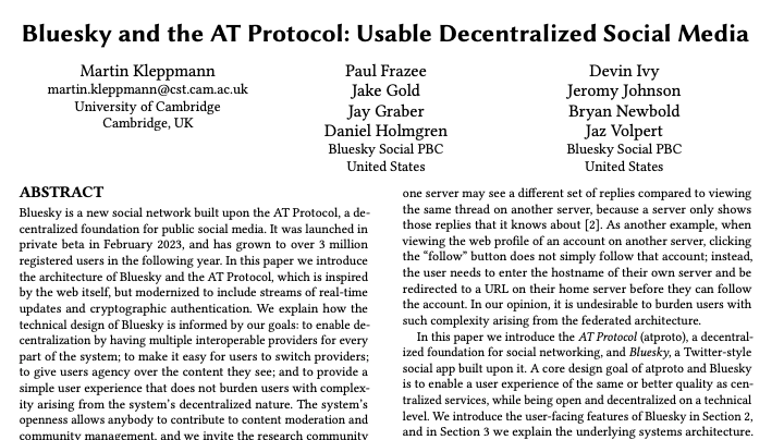 Bluesky and the AT Protocol: Usable Decentralized Social Media